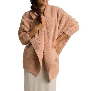 Barefoot Dreams CozyChic Chevron Ribbed Cardigan – Misty Rose – Size XXS/XS